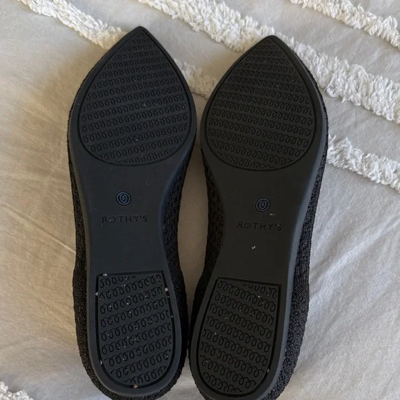 Rothy's Black Flats with Blue Trim - Picture 3 of 4